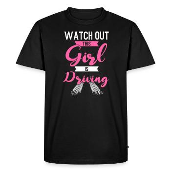 Driver's license Girl Driving Girl Driver's License - Men's Premium Organic T-Shirt - black - Front - Nico (187cm)