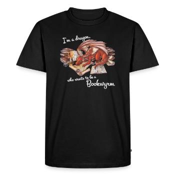 Je suis un dragon, qui a un T-shirt de Bookwyrm - T-shirt Premium bio Homme - noir - Devant - Nico (187cm)