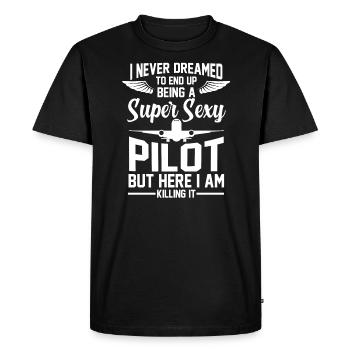 Pilote de vol pilote cadeau - T-shirt Premium bio Homme - noir - Devant - Nico (187cm)