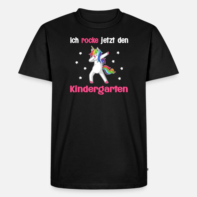 Kindergartenkind Einhorn Kindergarten-Anfang - Männer Premium Bio T-Shirt - Schwarz