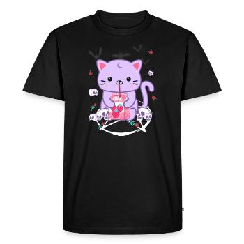 chat lait de fraise goth-chat goth cadeau - T-shirt Premium bio Homme - noir - Devant - Nico (187cm)