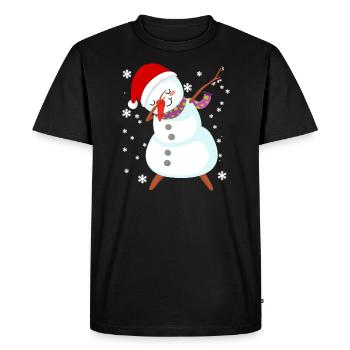 Snowman Dabbing Christmas Gift - Men's Premium Organic T-Shirt - black - Front - Nico (187cm)