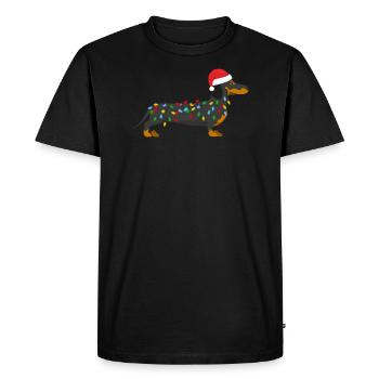 Chien de blaireau Teckel Xma chien cadeau de Noël - T-shirt Premium bio Homme - noir - Devant - Nico (187cm)