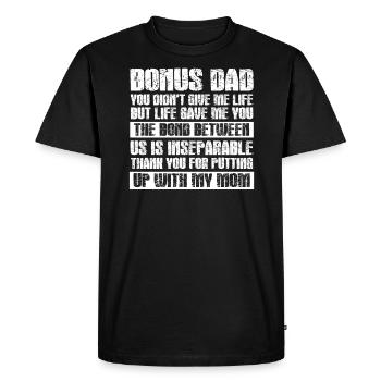 Bonus Papa Stepdad Cadeau - T-shirt Premium bio Homme - noir - Devant - Nico (187cm)