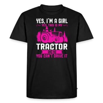Tracteur Fille Tracteurs Farm Gift - T-shirt Premium bio Homme - noir - Devant - Nico (187cm)