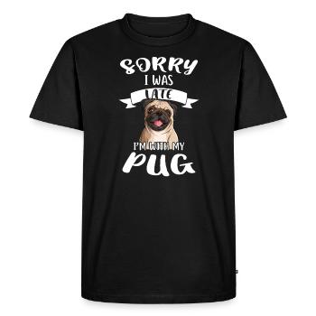 Pug Pug Gift - Men's Premium Organic T-Shirt - black - Front - Nico (187cm)