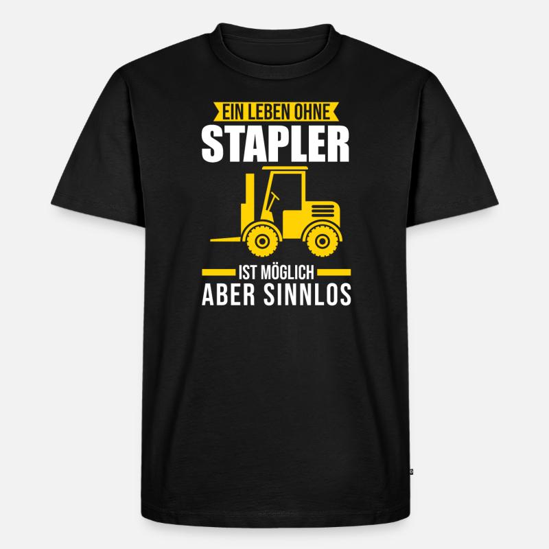 Stapler Staplerfahrer Gabelstapler Geschenk - Männer Premium Bio T-Shirt - Schwarz