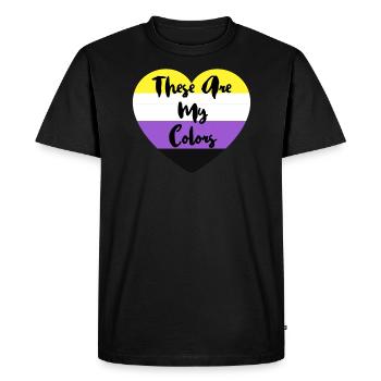 Cadeau LGBTQ non binaire non binaire drapeau non binaire - T-shirt Premium bio Homme - noir - Devant - Nico (187cm)