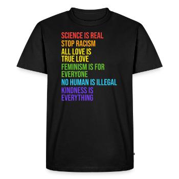 18 La science est un véritable arrêt du racisme - T-shirt Premium bio Homme - noir - Devant - Nico (187cm)