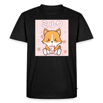 Japanese Kawaii Strawberry Milk Gift - Men's Premium Organic T-Shirt - black - Front - Nico (187cm)