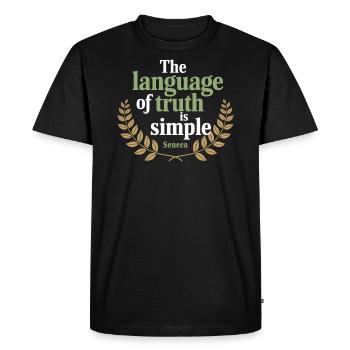 Sénèque | Le langage de la vérité est simple - T-shirt Premium bio Homme - noir - Devant - Nico (187cm)