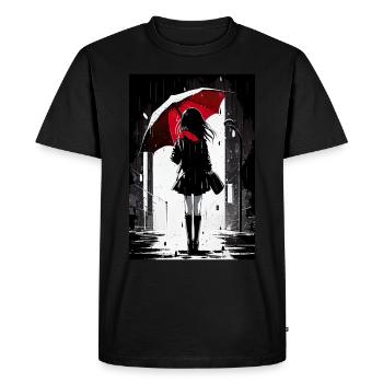 Anime Art | Girl with the Red Umbrella - Männer Premium Bio T-Shirt - Schwarz - Vorne - Nico (187cm)