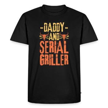 Papa et Serial Griller - T-shirt Premium bio Homme - noir - Devant - Nico (187cm)
