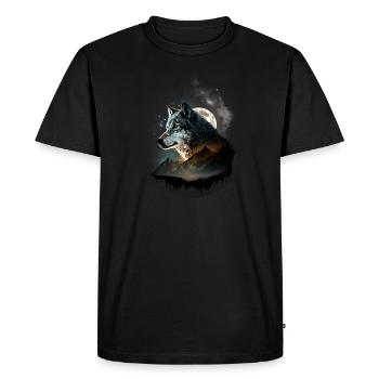 Mystic Wolf - Men's Premium Organic T-Shirt - black - Front - Nico (187cm)