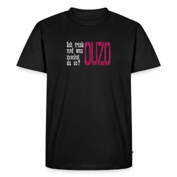 Ouzo funny party shirt - Men's Premium Organic T-Shirt - black - Front - Nico (187cm)