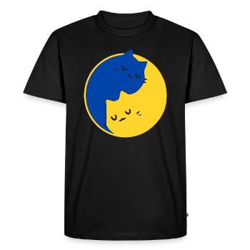 UKRAINE - PAIX - YIN YANG Chats - Symbole - T-shirt Premium bio Homme - noir - Devant - Nico (187cm)