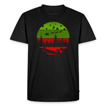 Christmas Pattern - Vintage Christmas Red and Green Trees - Men's Premium Organic T-Shirt - black - Front - Nico (187cm)