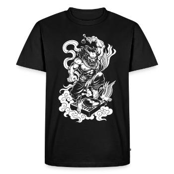 Tattoo Shirt: Demon on the record player for open-air - Men's Premium Organic T-Shirt - black - Front - Nico (187cm)