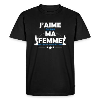 J'aime ma femme. Humour du pêcheur pour sa femme - T-shirt Premium bio Homme - noir - Devant - Nico (187cm)