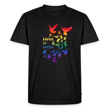 kärlek är kärlek,arc-en-ciel,sourds,oiseaux - T-shirt Premium bio Homme - noir - Devant - Nico (187cm)