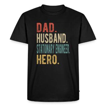 Stationary Engineer Papa Husband Hero - Men's Premium Organic T-Shirt - black - Front - Nico (187cm)