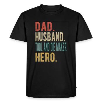 Créateur d’outils et de cigognes papa mari - T-shirt Premium bio Homme - noir - Devant - Nico (187cm)