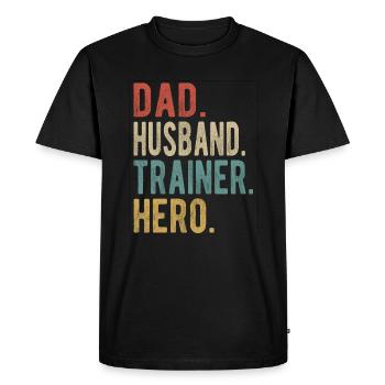Coach Papa Husband Hero - Men's Premium Organic T-Shirt - black - Front - Nico (187cm)