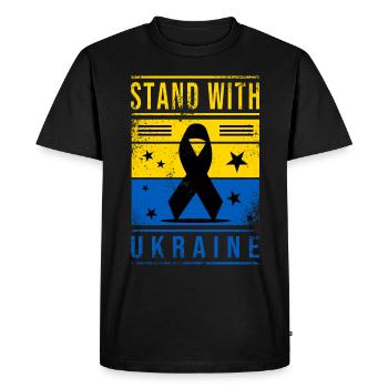 Ukraine flag with peace sign - Men's Premium Organic T-Shirt - black - Front - Nico (187cm)