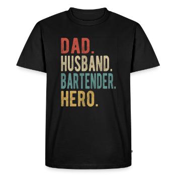 Barman Papa Mari Héros - T-shirt Premium bio Homme - noir - Devant - Nico (187cm)