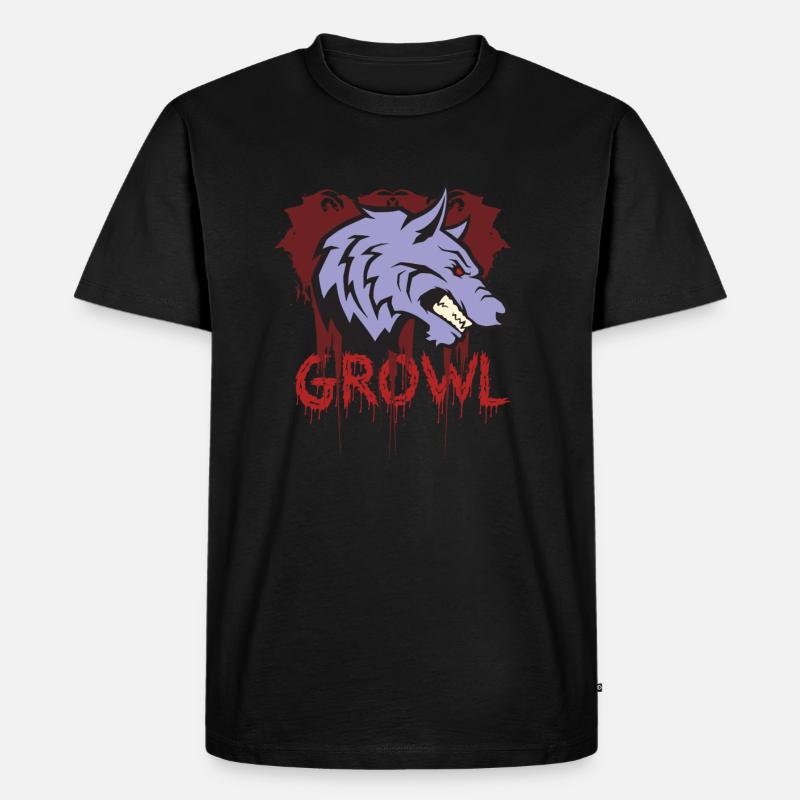 Heulender Wolf - Männer Premium Bio T-Shirt - Schwarz