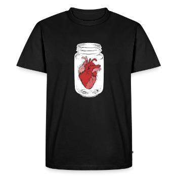 Realistic Heart - Men's Premium Organic T-Shirt - black - Front - Nico (187cm)