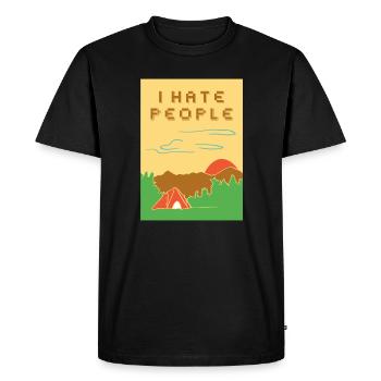 I hate people - Men's Premium Organic T-Shirt - black - Front - Nico (187cm)