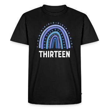 Blue Rainbow Treize ans 13e anniversaire - T-shirt Premium bio Homme - noir - Devant - Nico (187cm)