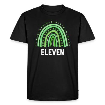 Green Rainbow Onze ans 11e anniversaire - T-shirt Premium bio Homme - noir - Devant - Nico (187cm)