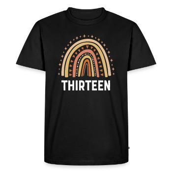 Orange Rainbow Thirteen Years 13th Birthday - Men's Premium Organic T-Shirt - black - Front - Nico (187cm)
