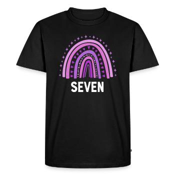 Purple Rainbow Seven ans 7e anniversaire - T-shirt Premium bio Homme - noir - Devant - Nico (187cm)
