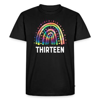 Tie Dye Rainbow Treize ans 13e anniversaire - T-shirt Premium bio Homme - noir - Devant - Nico (187cm)