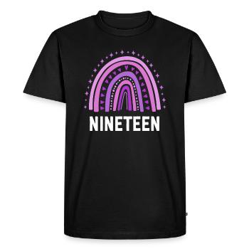 Purple Rainbow dix-neuf ans 19e anniversaire - T-shirt Premium bio Homme - noir - Devant - Nico (187cm)