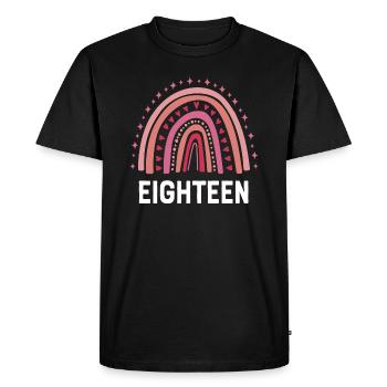 Red Rainbow Eighteen Years 18th Birthday - Men's Premium Organic T-Shirt - black - Front - Nico (187cm)