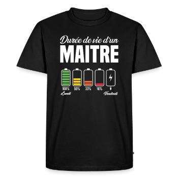Maitre D'école Pour Fin D'année Scolaire - T-shirt Premium bio Homme - noir - Devant - Nico (187cm)
