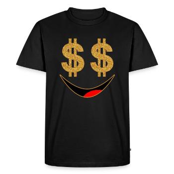 Money Money Cash Euro Dollar Notes - Men's Premium Organic T-Shirt - black - Front - Nico (187cm)