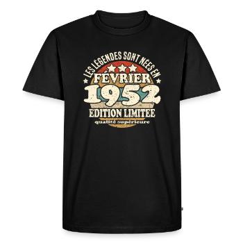Les légendes sont nées en février 1952 - T-shirt Premium bio Homme - noir - Devant - Nico (187cm)