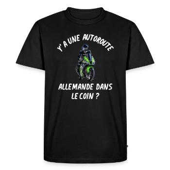y'a une autoroute allemande dans le coin - T-shirt Premium bio Homme - noir - Devant - Nico (187cm)