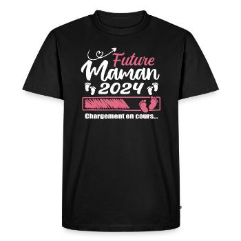 Future Maman 2024 Chargement En Cours - Cadeau - T-shirt Premium bio Homme - noir - Devant - Nico (187cm)