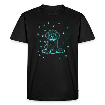 Portuguese Water Dog with small paws - Men's Premium Organic T-Shirt - black - Front - Nico (187cm)