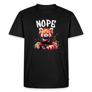 Panda roux Drôle de dicton Nope Renard de Feu - T-shirt Premium bio Homme - noir - Devant - Nico (187cm)