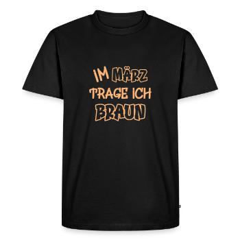 En mars, je porte du marron en disant couleur marron - T-shirt Premium bio Homme - noir - Devant - Nico (187cm)