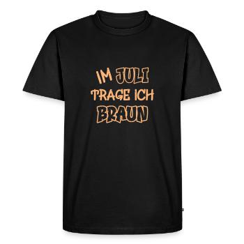 En juillet, je porte du marron en disant la couleur marron - T-shirt Premium bio Homme - noir - Devant - Nico (187cm)