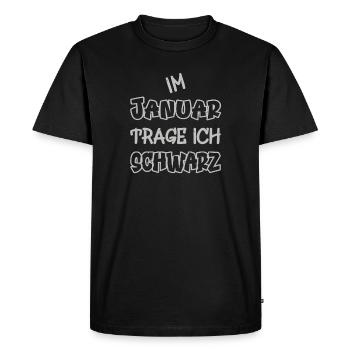 En janvier, je porte du noir en disant couleur noire - T-shirt Premium bio Homme - noir - Devant - Nico (187cm)