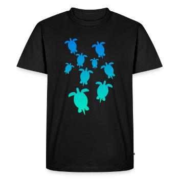 Tortues Turtle T-shirt bleu turquoise - T-shirt Premium bio Homme - noir - Devant - Nico (187cm)